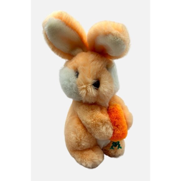 Gund Peach Orange 9" Rabbit Easter Bunny Holding Carrot 1983 Plush Stuffed Toy - Picture 1 of 10
